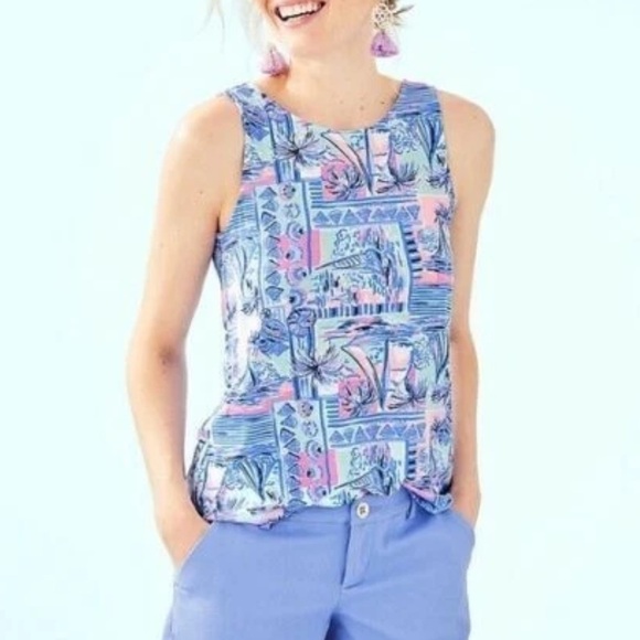 Lilly Pulitzer Kristen Tank Top Strappy Women’s Small Whisper Blue Yeah Buoy - Picture 1 of 7
